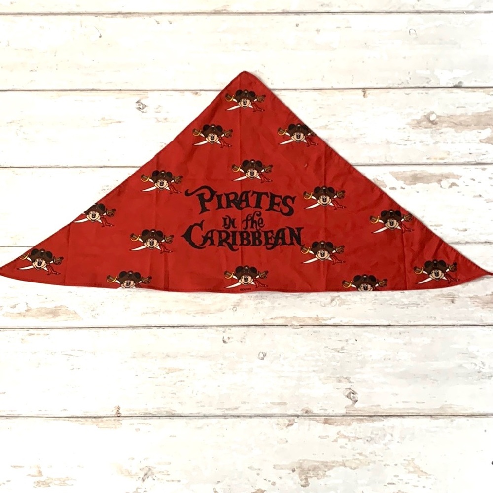 Disney Mickey Mouse Pirates of The Caribbean Bandana Scarf Red Black OS